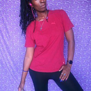 PUMA short sleeve short sleeves short sleeved athletic t-shirt in burgundy M